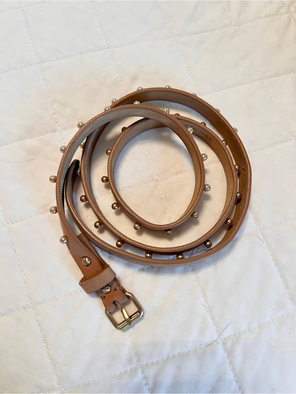 Ann Taylor Tan Leather Studded Belt